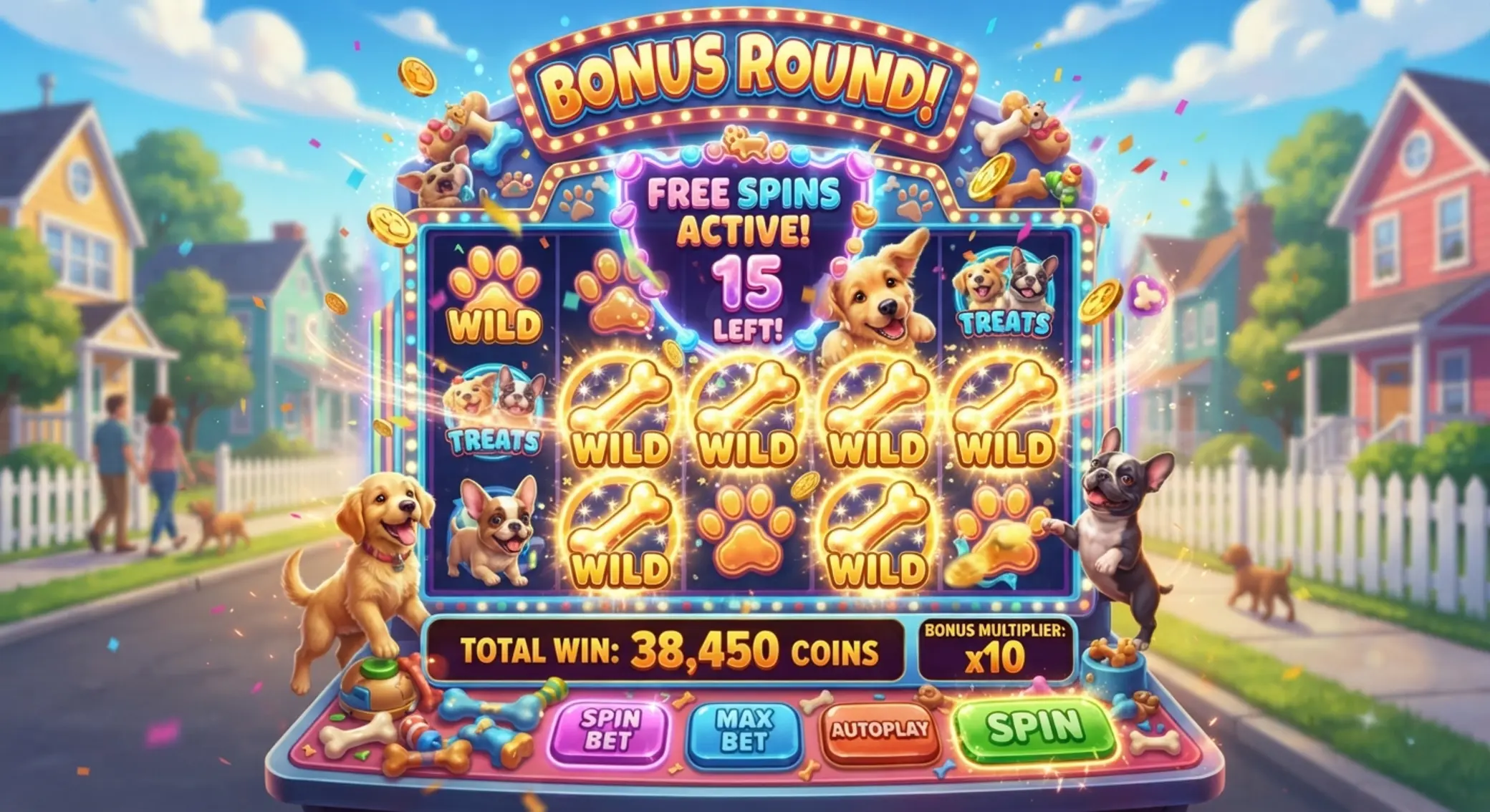 Ekran rundy free spinów z wildami w Dog House Megaways