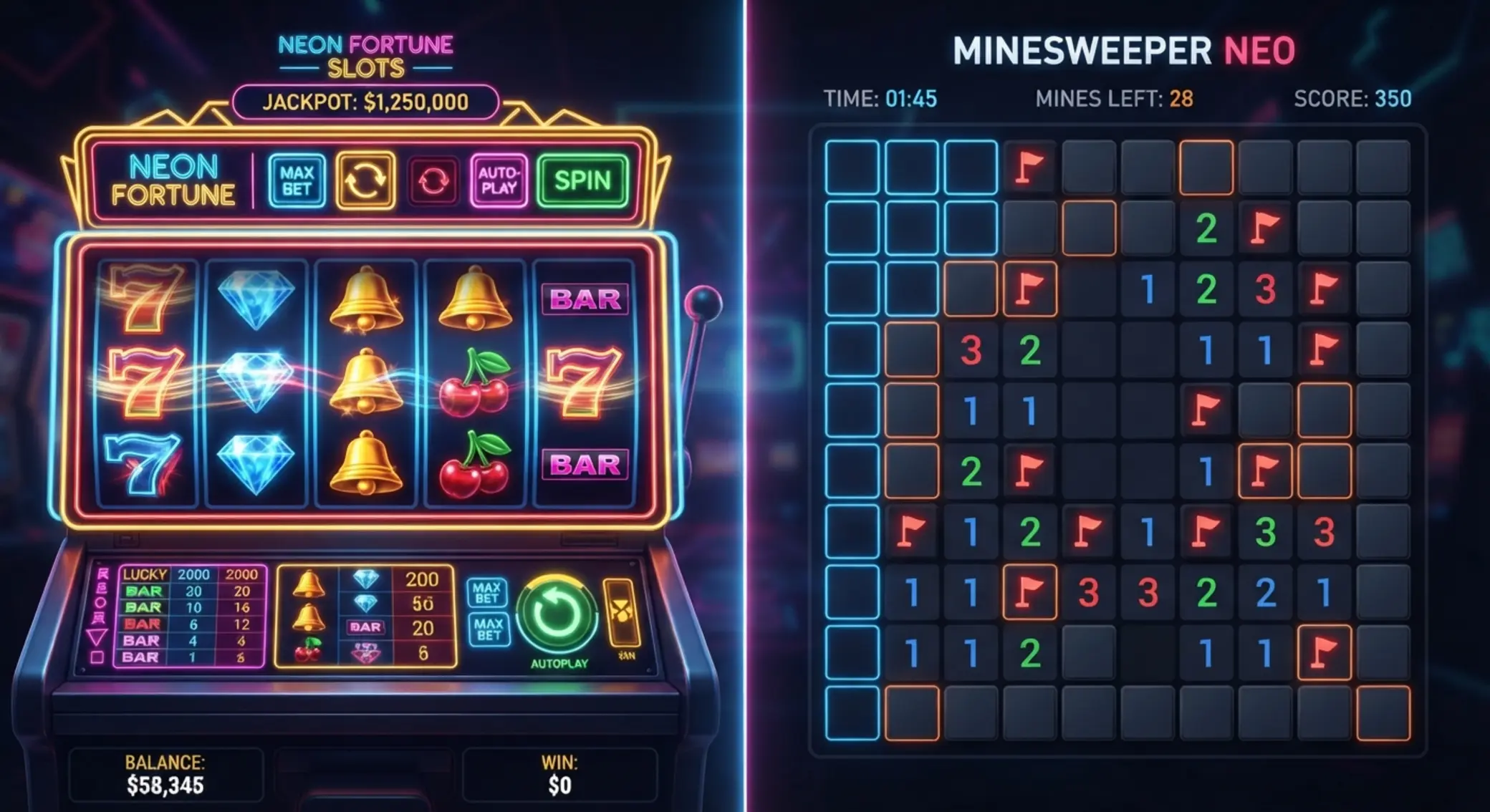 GGBet Slot vs Mine Slot Kasyno – porównanie wizualne Porównanie klasycznego slota z bębnami i prostej planszy minowej