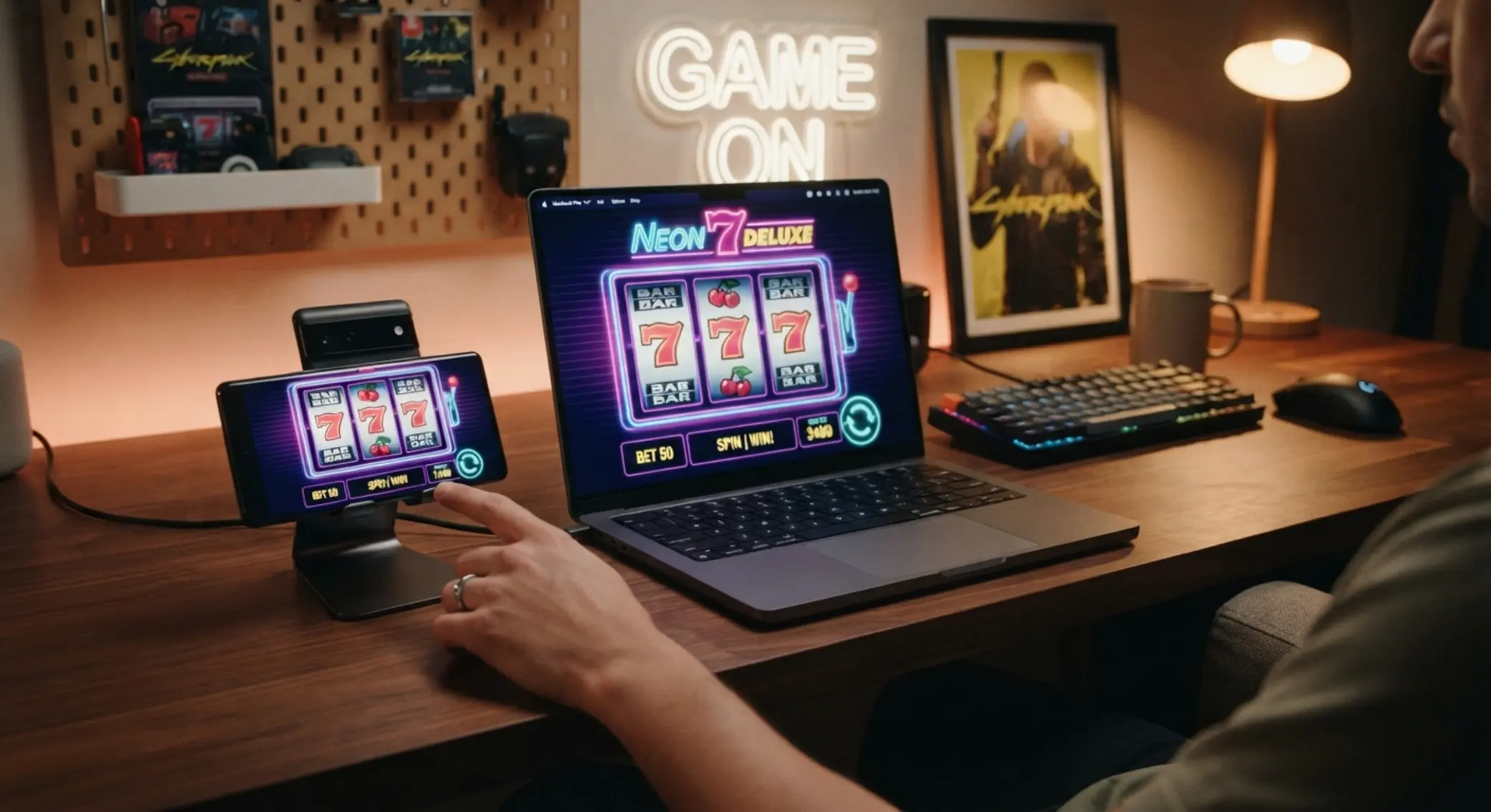 Mega Joker na smartfonie i laptopie