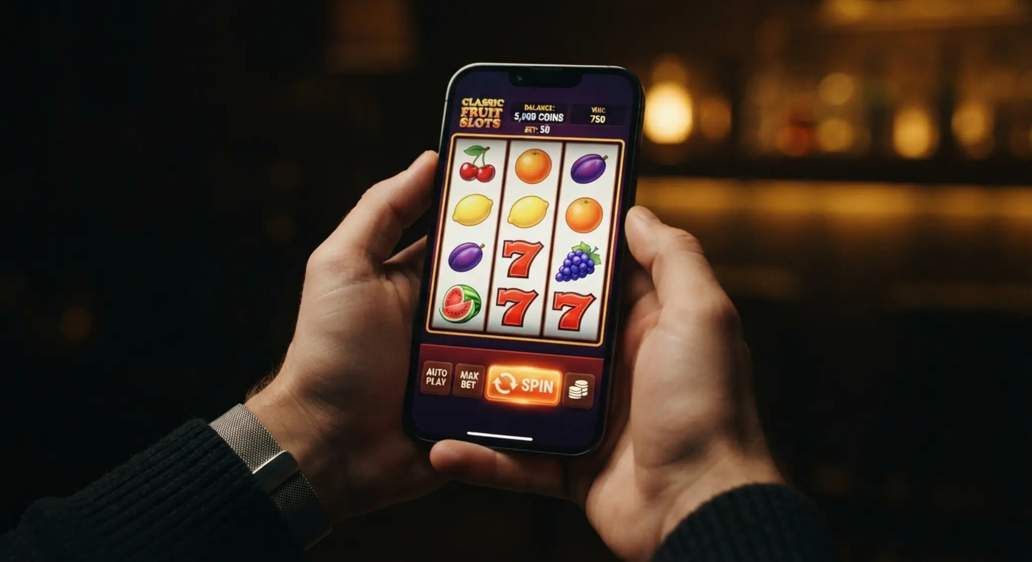 Slot uruchomiony na ekranie smartfona